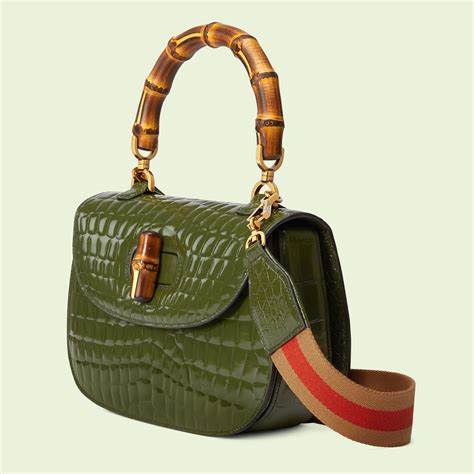 gucci crocodile tote bag with bamboo handle